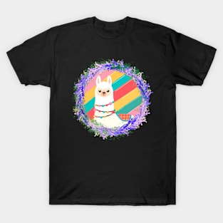 Floral llama-black version T-Shirt